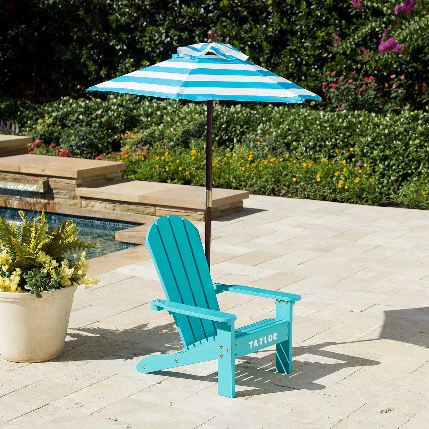 Adirondack Chair with Umbrella, Turquoise