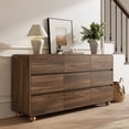 thumbnail image 2 of Aufeile 9 Drawer Dresser for Bedroom, 58.93" Modern Wood Dresser with Curved Design, Chest of Drawers, Walnut, 2 of 12