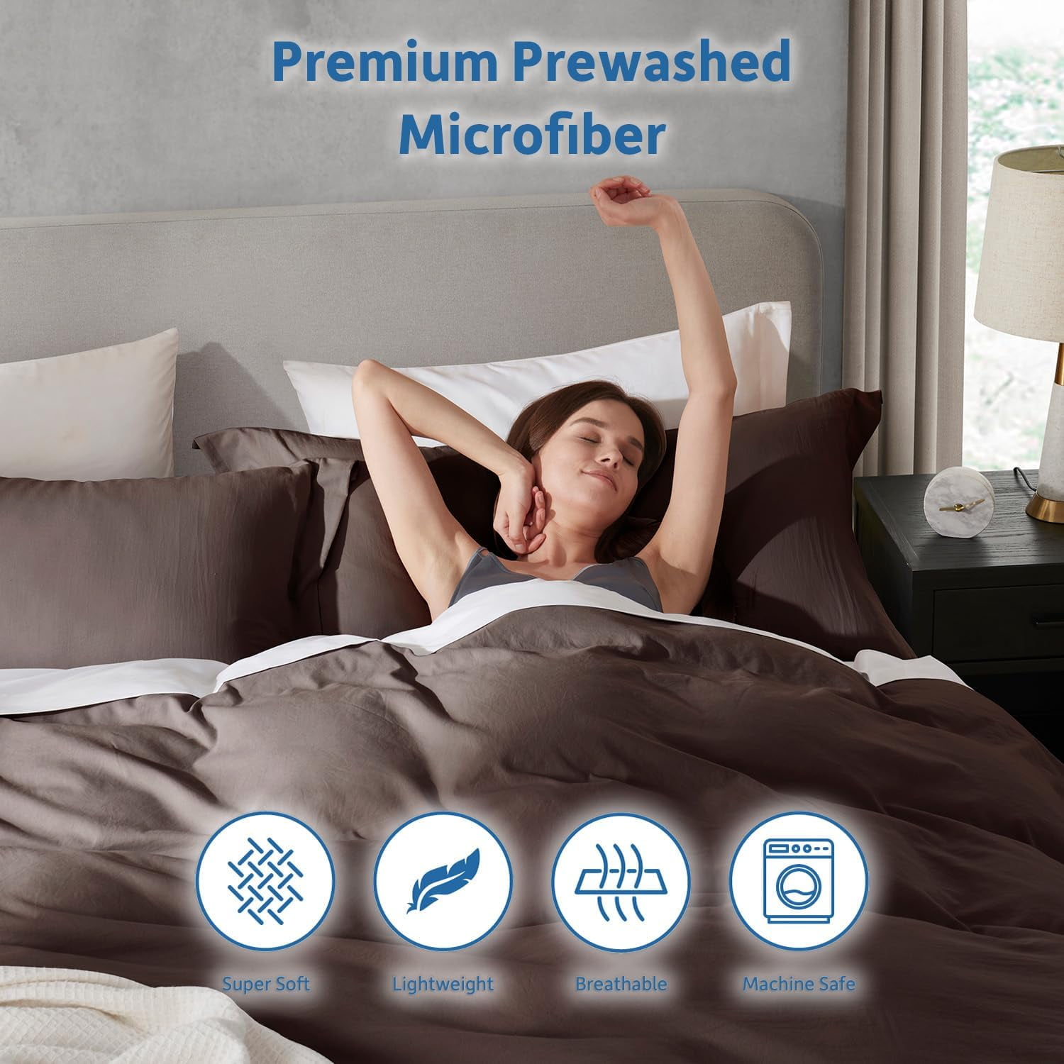 LammaLoe Duvet Cover Twin/Twin XL Size, Soft Prewashed 2-Piece Duvet Cover Bedding Set with 1 Pillow Sham, Chocolate Brown