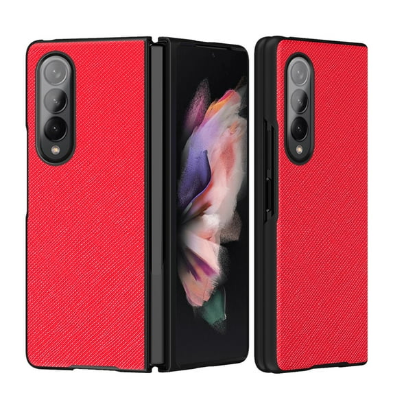 SaniMore for Samsung Galaxy Z Fold 4 (7.6" 2022) Case, Durable Wear-resstant PU Leather Skin + Shockproof Anti-drop Anti-scrcatch No-fingerprint Protective Shell for Samsung Galaxy Z Fold 4, Red