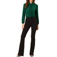thumbnail image 2 of INSPIRE CHIC Women's Turn Down Collar Button Up Lace Decor Long Sleeve Shirts XS Dark Green, 2 of 6