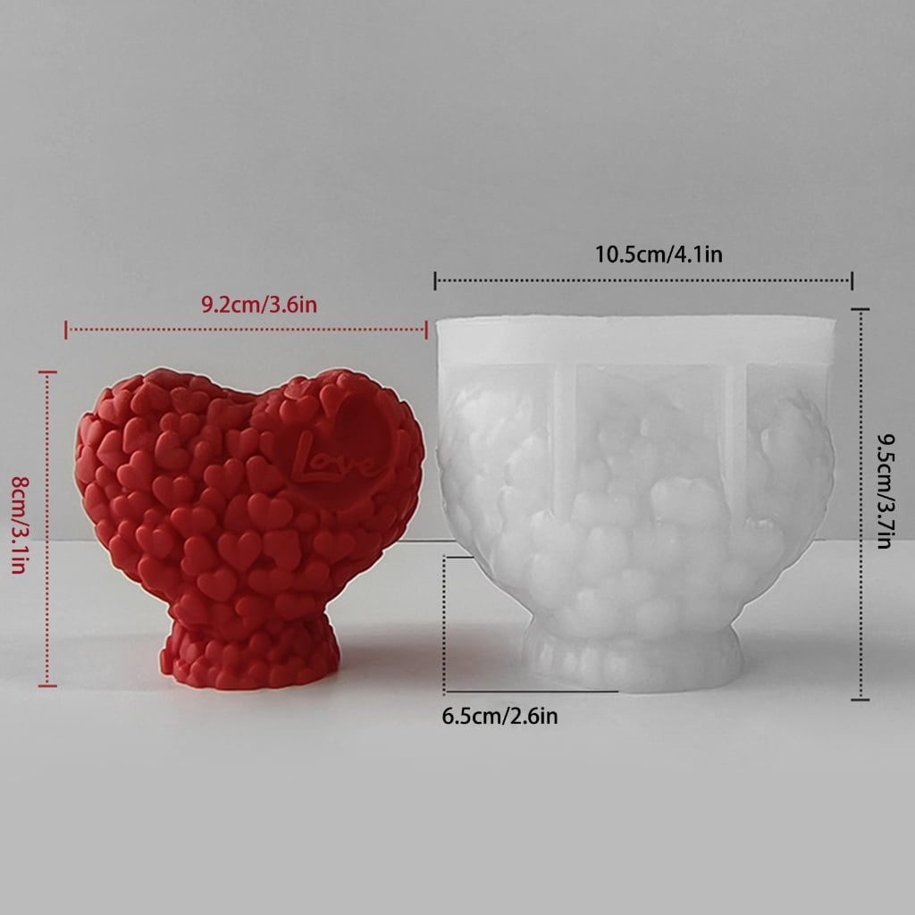 FENOHREFE 3D Love Heart Silicone Candle Mold Handmade Creative Plaster Resin Soap Making Supplies Home Gifts