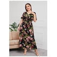 thumbnail image 3 of AURA Plus Size High Waist V Neck Printed Maxi Dress Elegant Spring Summer Style, 3 of 8
