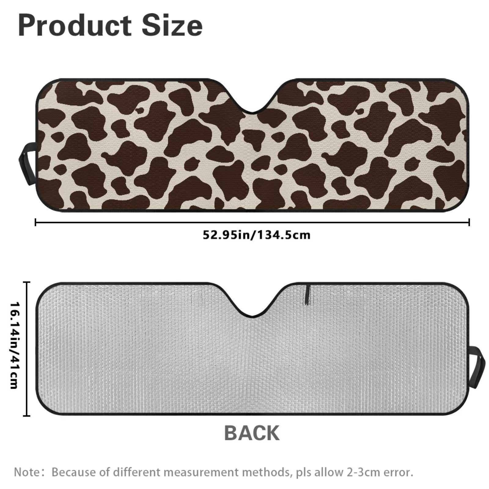 HUIACONG Brown Cow Print Sun Shade Windshield for Jeep Wrangler JK JKU JL JLU1997-2024,Window Sun Visor for UV Rays & Heat Protection,主题+ Windshield Sunshade