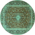 thumbnail image 1 of Ahgly Company Indoor Round Persian Turquoise Blue Traditional Area Rugs, 8' Round, 1 of 4