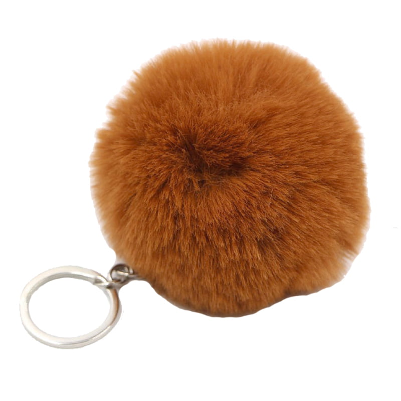 1PC 8cm Faux Fur Pom Pom Balls for Knitting Hat Bag Shoes DIY Keychain Keyrings 
