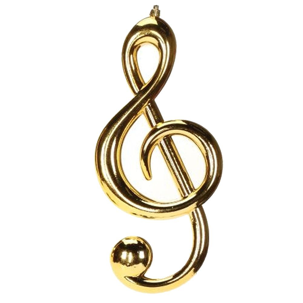 Music Note Treble Solid Metal Gold Christmas Ornament 