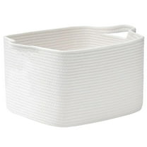 Namzi Cube Storage Bins - Towel, Book, Cloth, Shoes, Closet Shelf Woven Baskets for Office, Baby Laundry,13 * 11 * 9.4 inch White