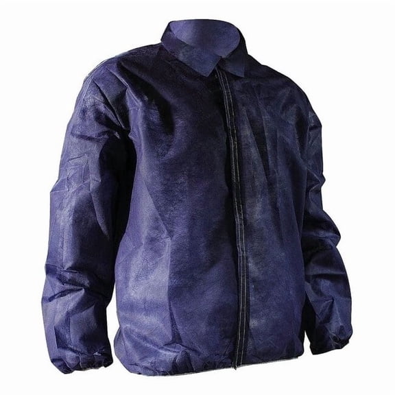 Disposable Lab Coat, Polypropylene, Hook-and-Loop Closure, Blue, 50 PK