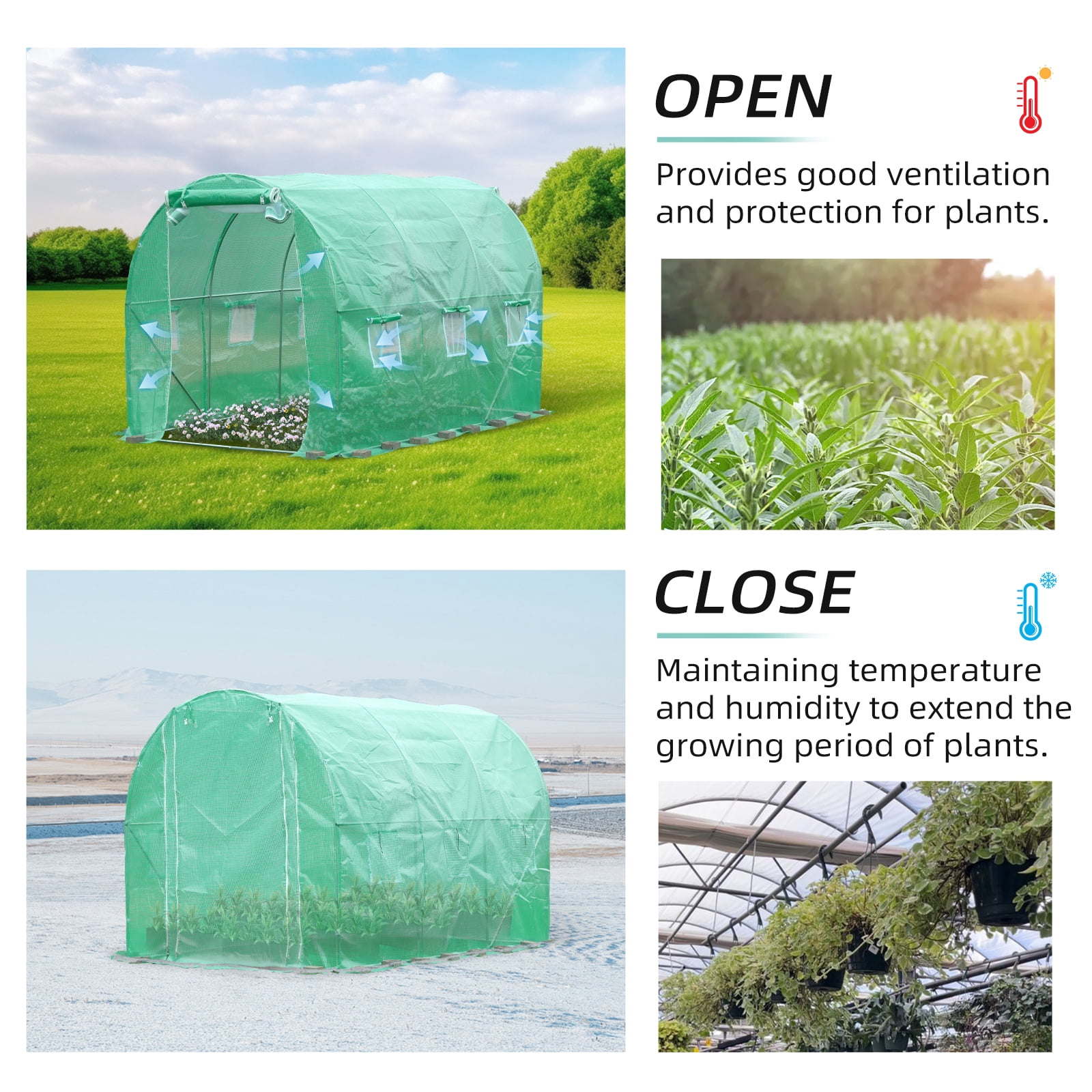 BPS Walk-in Tunnel Greenhouse Waterproof PE Replacement Cover 10x10x7 ft