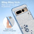 thumbnail image 6 of for Google Pixel 7 Pro Case Clear Glitter Sparkle Aesthetic Google Pixel 7 Pro Phone Case Silicone TPU Soft Flower Transparent Shockproof Cover Pruple Thin (Silver-Blue), 6 of 14