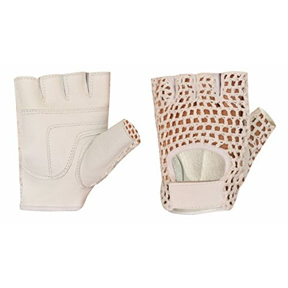 Mesh Leather Padded Women Weight Lifting Training Cycling Driving Wheelchair White Gloves