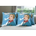 thumbnail image 6 of Ambesonne Travel Throw Pillow Cover 4 Pack, Bon Voyage Stewardess Retro, 20", Multicolor, 6 of 7