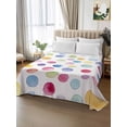 thumbnail image 2 of Rainbow Queen Size Flat Sheet, Wrinkleproof & Fadeproof Cooling Flat Bed Sheet Only, Colorful Boho Tainted Pattern Polka Dot Modern Breathable Soft Bedding Top Sheets 90 x 102 Inches, 2 of 8