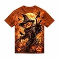 thumbnail image 2 of IWRICH Halloween Shirts for Men Scary Pumpkin Face Print Tees Novelty 3D Print Crewneck Short Sleeve T Shirts 04-Orange L, 2 of 4