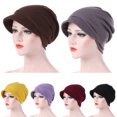 thumbnail image 3 of Flmtop Mode Coton Femmes Couleur Unie Chaud Bonnet d'Automne avec Chapeau Turban Bord, 3 of 7