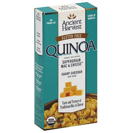 Ancient Harvest Gluten-Free Quinoa Sharp Cheddar Supergrain Mac & Cheese with Shells, 6.5 oz, (Pack of