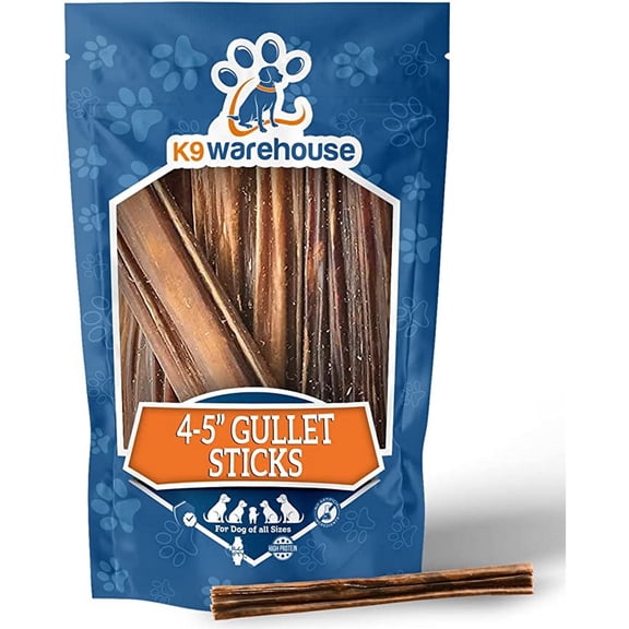 K9warehouse - Premium Gullet Sticks for Dogs - 4-5 inch (12 Count) - Natural Digestible Treats - High Protein - Dental Health & Joint Support - Beef Jerky Chews-Suitable for All Breeds & Puppies