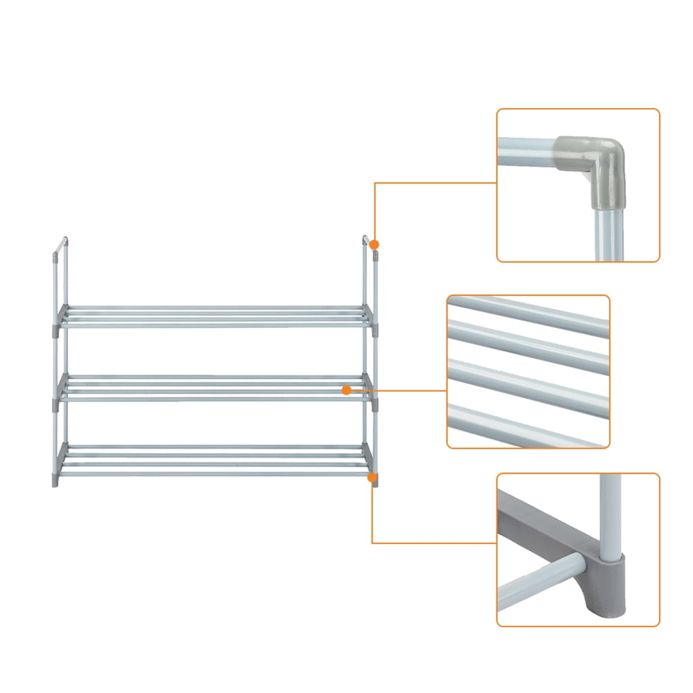 Private Jungle 3-Layer Shoe Rack Metal Storage Rack, Stackable Storage Rack Shoe Storage Rack