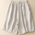 thumbnail image 5 of dzxyzu Womens Summer Solid Color Leisure Pocket Pants Casual Elastic Waist Cotton And Linen Shorts Pants Leggings Pants For Women Womens Pants Casual, 5 of 8