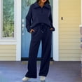 thumbnail image 2 of Prolriy Sweatsuits Women 2 Piece Outfit Womens 2 Piece Outfits Half Zip Hoodie Sweatsuit Sets Oversized Sweatshirt Baggy Fall Fashion Sweatpants Two Piece Sets for Women Navy L, 2 of 5