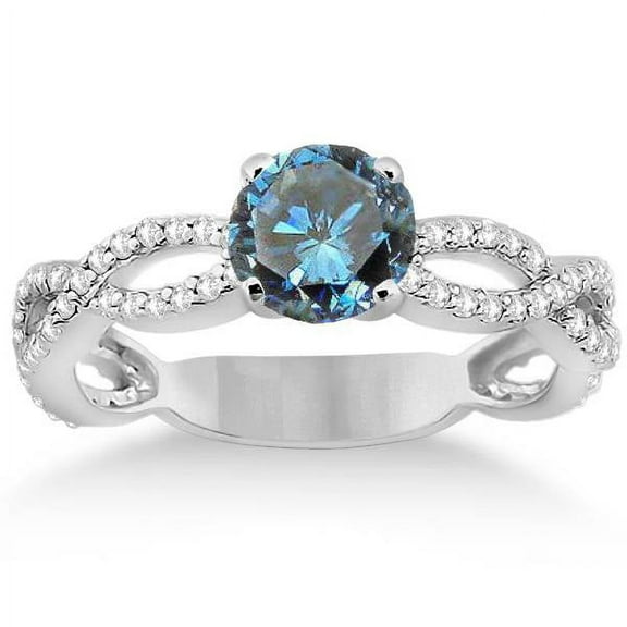 Pompeii 7/8ct Blue & White Diamond Infinity Engagement Ring 14K White Gold (G/H,I1-I2)