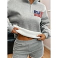 thumbnail image 4 of Women'S Monochrome Quarter Zip Sweatshirt Long Sleeve Top Flower Gray XL, 4 of 9