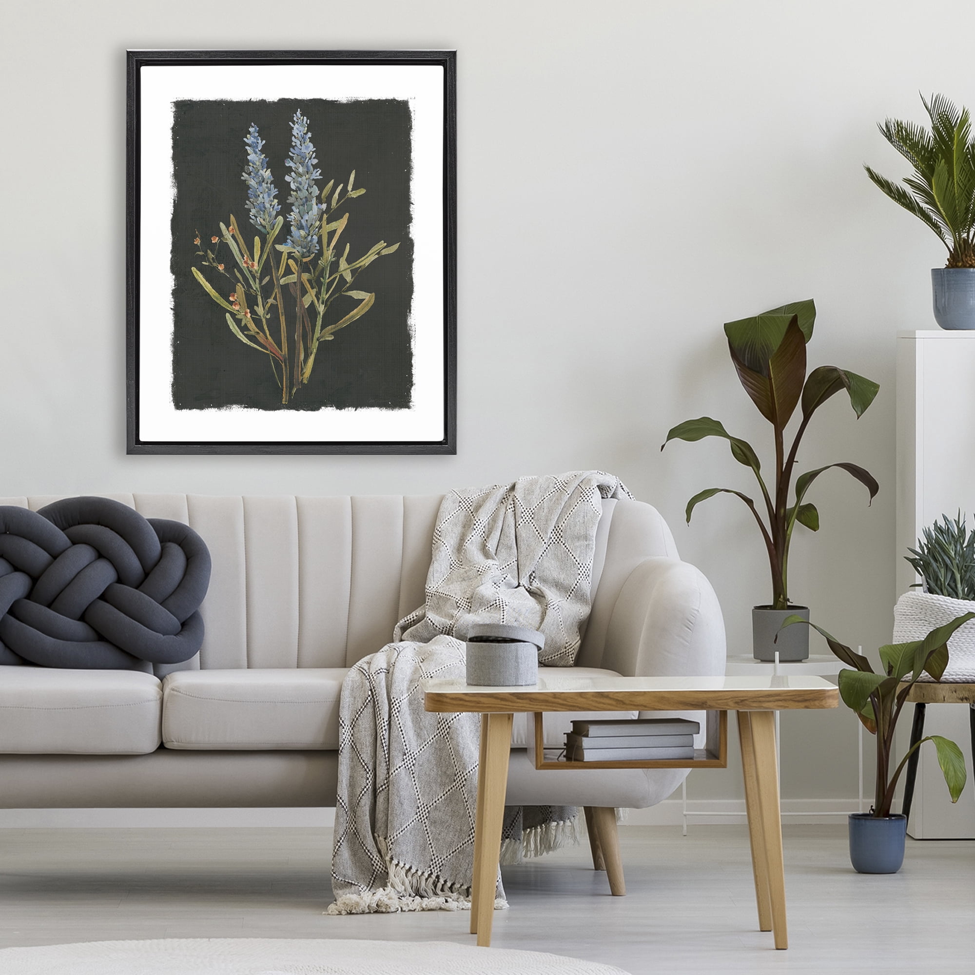 Stupell Industries Lavender Sprigs on Dark Background Black Framed Floater Canvas Wall Art, design by Carol Robinson