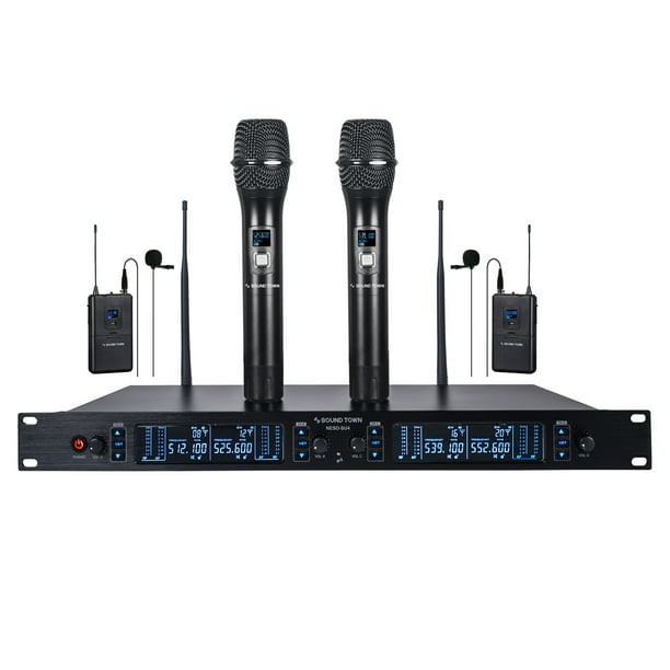 Sound Town 200 Channels Metal UHF Wireless Microphone System with Rack