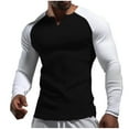 thumbnail image 2 of Qingpeng Men's Long Sleeve Shirts Pullover Sweater V Neck Color Block Thermal Tops Lightweight Undershirts, 2 of 6