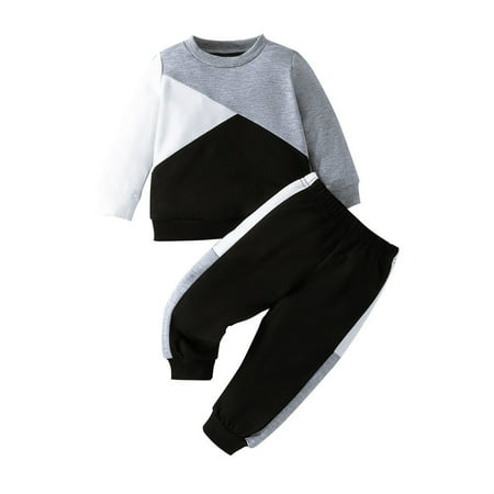 

WUDATI Teen Boy Girl Outfit Hallowe-en Christmas Toddler Girls Boys Winter Kids Outfit Soft Cotton Warm Crewneck Long Sleeve Round Neck Solid Color Patchwork Suit Clothes Set For Boys Or Girls