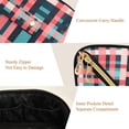 thumbnail image 5 of FORMRS Makeup Bag Travel Cosmetic Organizer for Women Fold Flat Zipper Pouch with Handle, Red Teal Stripes, 5 of 8