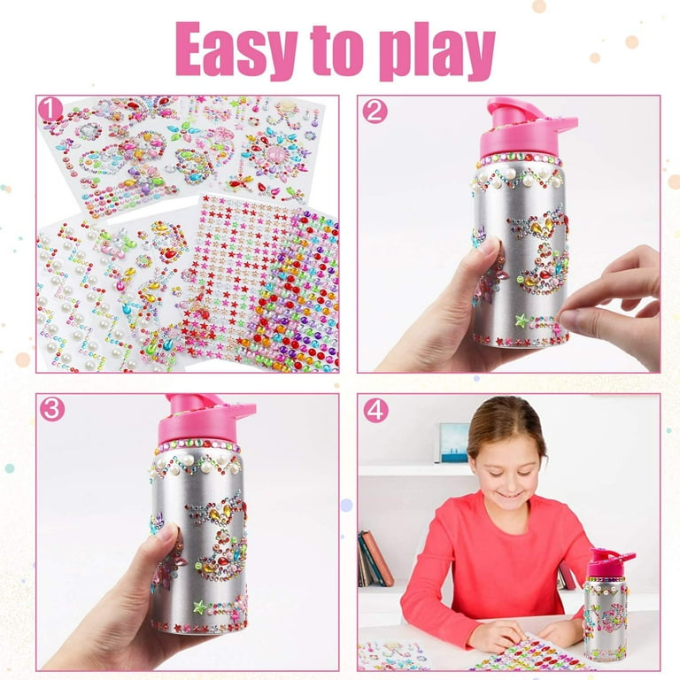 DigHealth Decorate Your Own Water Bottle for Girls with Stickers, 500 ML  DIY BPA Free Aluminum Drinking Water Bottle, Kids Water Bottle Craft Kit  for Girl 
