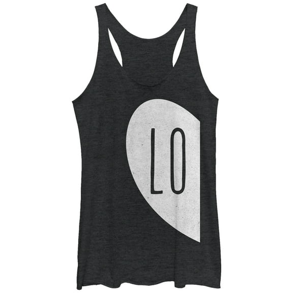 Women's Lost Gods LO Half Love Heart Racerback Tank Top Black Heather Medium