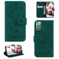 thumbnail image 1 of Samsung Note 20 Phone Case, Butterfly Embossed Pattern PU Leather Magnetic Folio Flip Kickstand Protective Cards Pocket with Hand Strap Wallet Cover For Samsung Galaxy Note 20, Green, 1 of 7