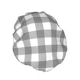 thumbnail image 2 of Kdxio Gray Checkboard Print Shower Cap for Women,Elastic and Reusable,Double Waterproof Layers Bathing Hat, 2 of 9