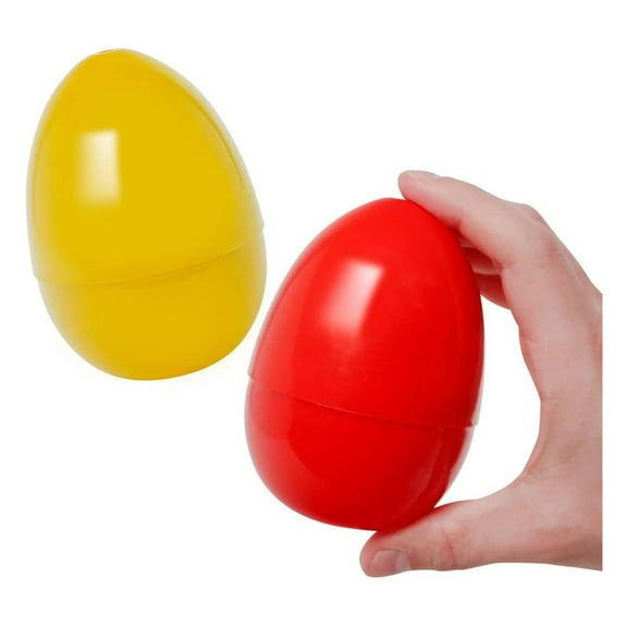 Empty Red & Yellow Plastic Easter Eggs 4" Tall 24 PACK