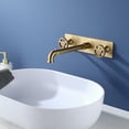thumbnail image 2 of Double Handle Wall Mounted Bathroom Sink Faucet, Solid Brass Basin Faucet with 360-degree Swivel Spout, 2 of 8