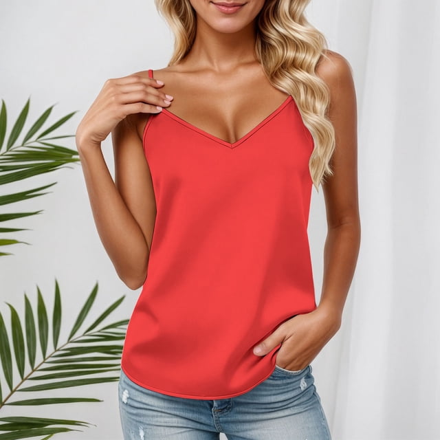 TINZ Casual Solid Color Sleeveless Tank Top Stretch Soft Breathable Summer Basic Shirt For Daily Wear 2 Small 2 Tops