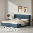 thumbnail image 3 of Zanmintaobo King Lift up Storage Bed with Wingback Headboard,Hydraulic Linen Upholstered,Metal Frame,No Box Spring Needed,Easy Assembly,Niagara, 3 of 5