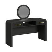 Picket House Furnishings Woodridge Dressing Table and Mirror in Black with Grain