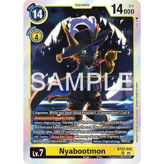 Digimon Cyber Eden Super Rare Nyabootmon BT22-042