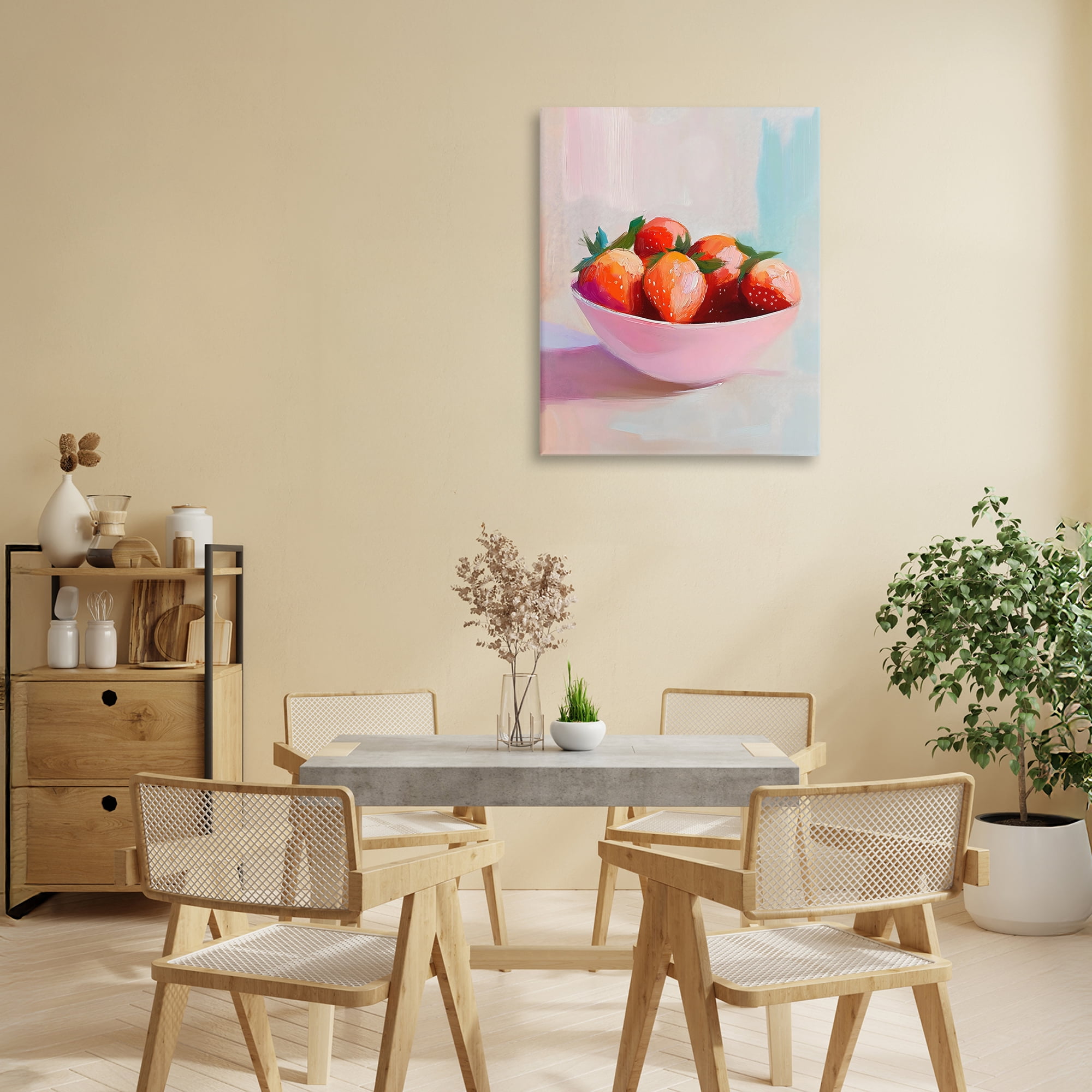 Stupell Industries Pastel Bowl of Strawberries Canvas Wall Art, design by The Prints Vibe