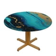 thumbnail image 3 of Nawypu  Teal Black Marble Gold White Elastic Fitted Edged Round Tablecloth Fade Resistant Anti-Shrink Table Cloth Washable Table Cover for Banquet Home Indoor or Outdoor, 3 of 7
