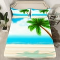 thumbnail image 2 of Feelyou Teens Summer Beach Bed Sheets, Green Coconut Tree King Sheets, Cartoon Plant Botanical Sheet Set, Super Cozy Room Decor, 4-Piece, 2 of 7