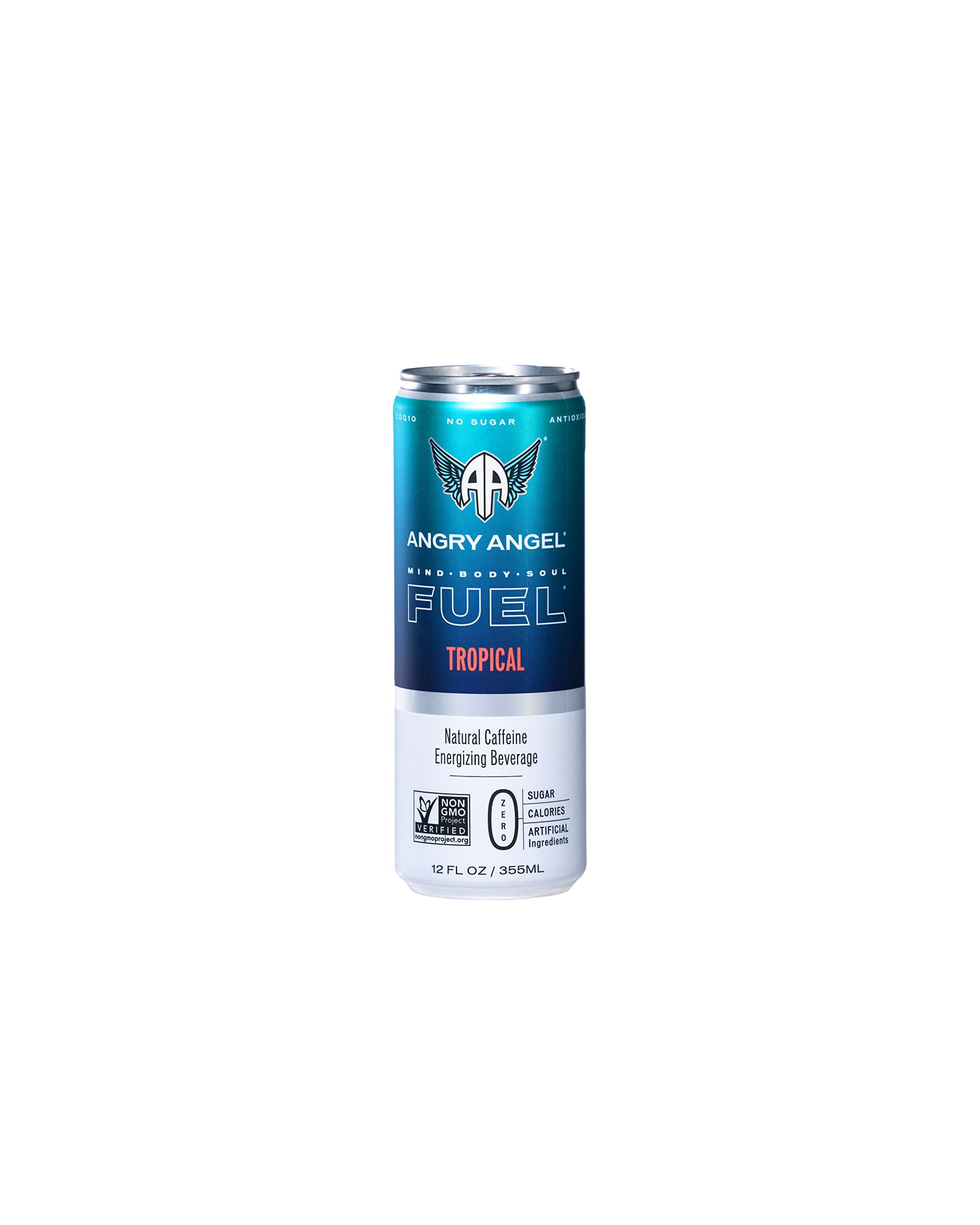 Angry Angel Tropical Energy Drink - (12 count) 12 oz Cans with CoQ10 + Important Vitamins & Minerals