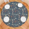 thumbnail image 2 of Colorful Bohemian Style Tablecloth with Elastic Border, for Round Tables 52-56 Inches, Floral Print Decor for Kitchen, 2 of 7