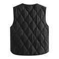 thumbnail image 6 of Tanhomme Women's Fleece Lined Quilted Vest,Lightweight Zip Padded Gilet Women Winter Simple Solid Color Pattern Down Cotton Vest With Pockets, 6 of 6