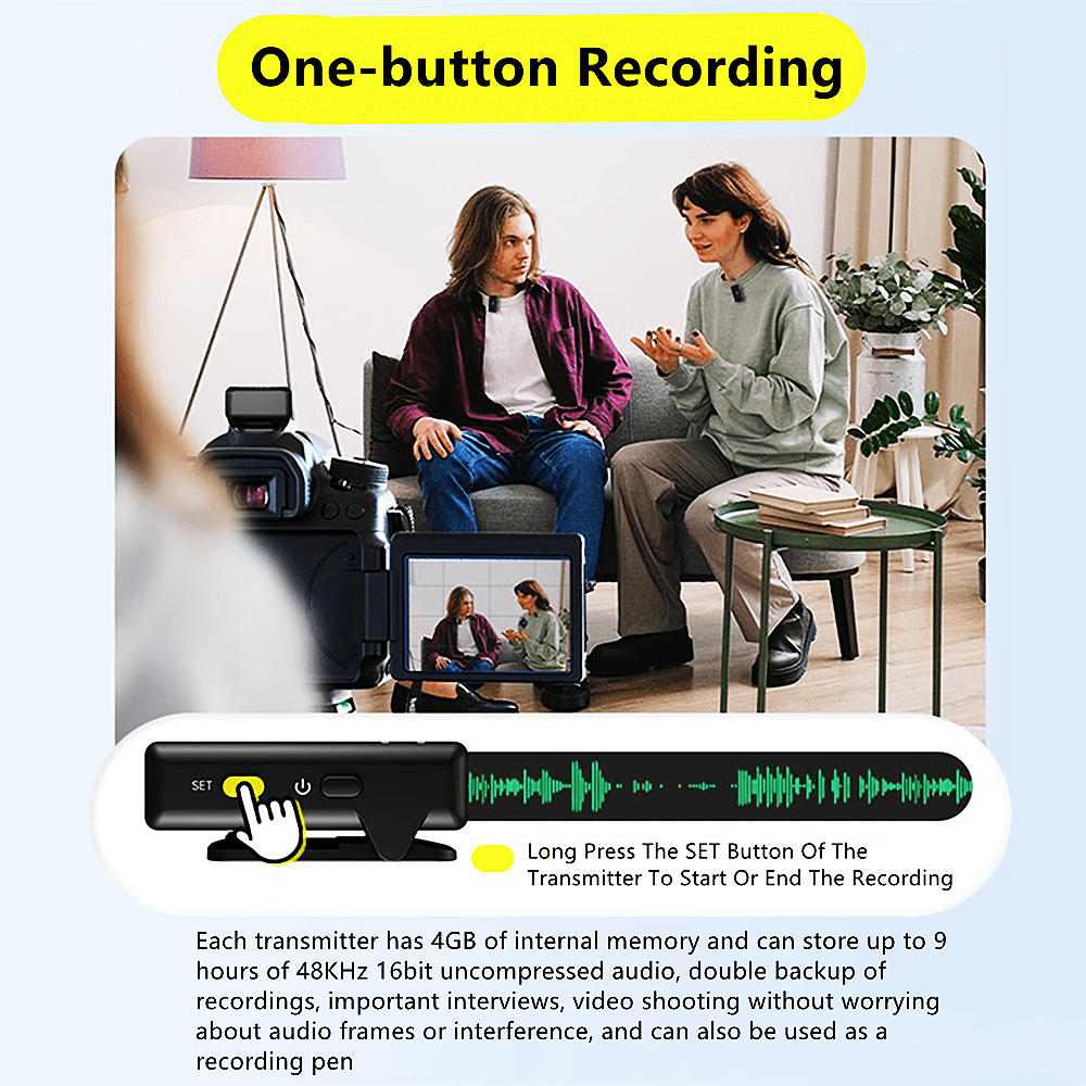 Dadypet Wireless Lavalier Microphone System for Clear Audio Recording, Microphones for Presentations and Interviews