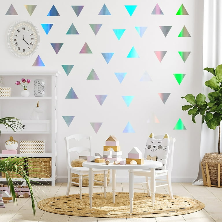 Huaai Stickers Colorful Lasers Triangles Sticker Home Decoration Sticker Rainbow Color Lasers Wall Sticker Fashion Personality Practical Decorations